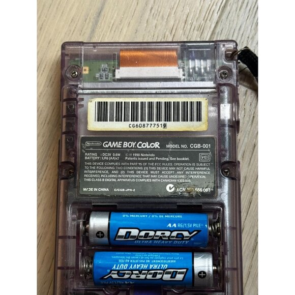 VTG Original Nintendo Game Boy Color Transparent Atomic Purple Console - Picture 4 of 6